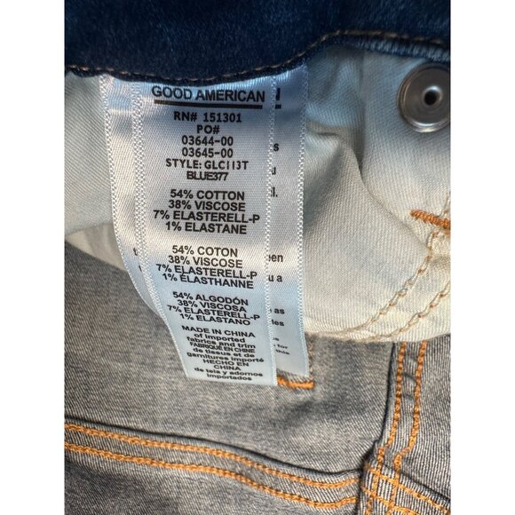 Good American Good leg Crop Size 4/27 Distressed Stretchy Slim High Rise NWT - Picture 6 of 9